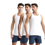 Men's Super Combed Cotton Round Neck Sleeveless Vest with Extended Length for Easy Tuck