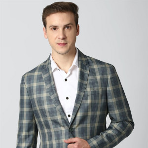 Men Checkered Single Breasted Casual Blazer