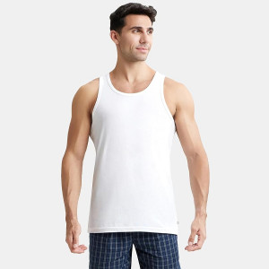 Men's Super Combed Cotton Round Neck Sleeveless Vest with Extended Length for Easy Tuck