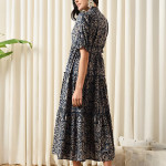 Women A-line Light Blue Midi/Calf Length Dress