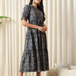 Women A-line Light Blue Midi/Calf Length Dress