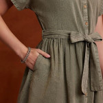 Women's Embroidered Shirt Dress | Cotton Blend | Below The Knee